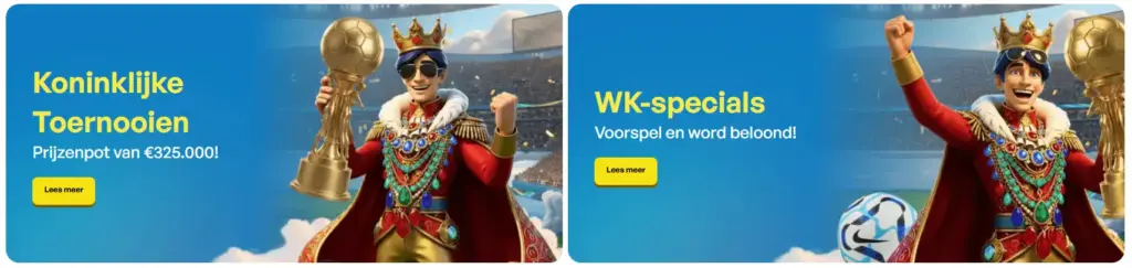 Sectie met promoties en beloningen voor casino spelers