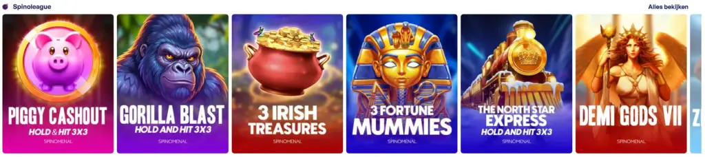 Algemene weergave van de casino spelencollectie